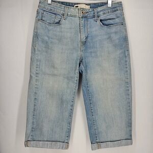 Levis Denim Capri Cropped Jeans Cuffed Hem Light Wash Women's Size 10